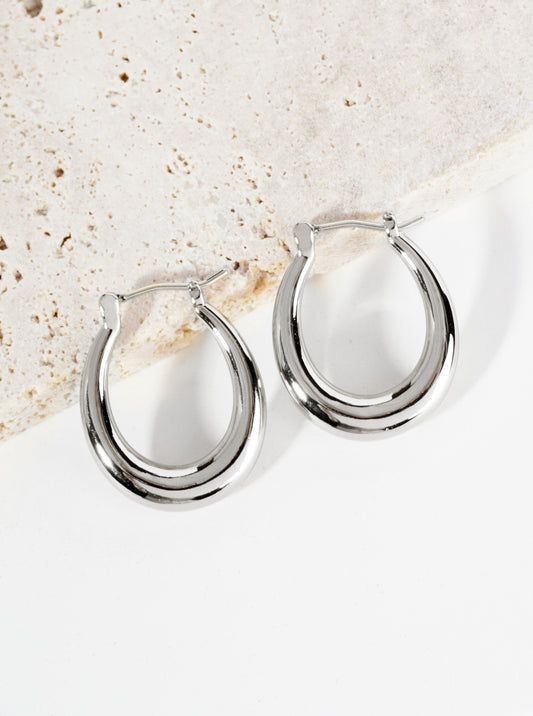 14K Gold Dipped 20mm Sleek Oval Hoop Earrings