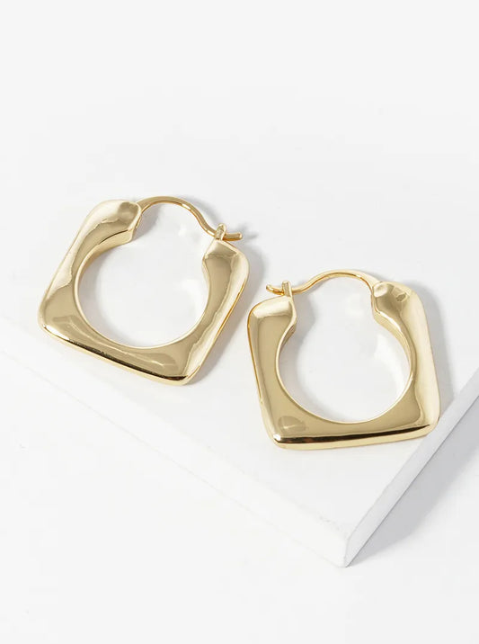 14K Gold Dipped 20mm Square Latch Back Hoop Earrings