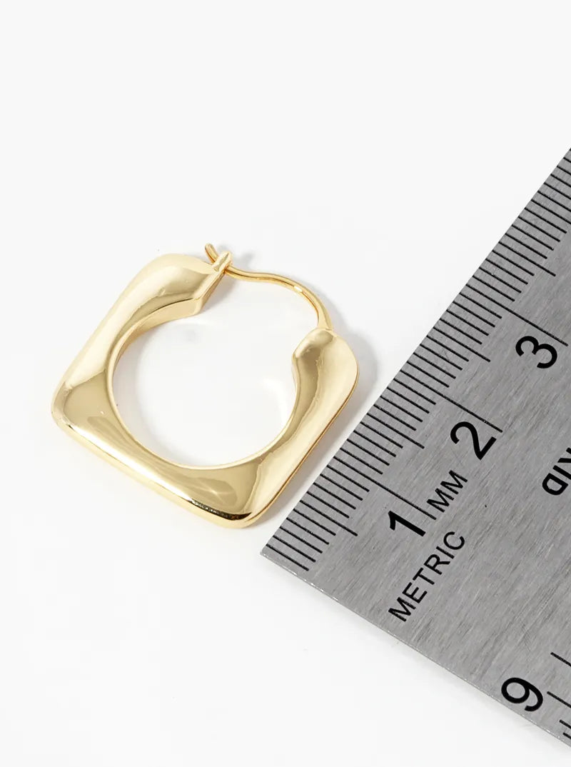 14K Gold Dipped 20mm Square Latch Back Hoop Earrings