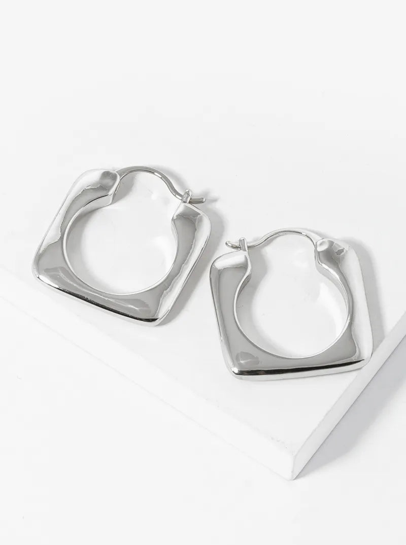 14K Gold Dipped 20mm Square Latch Back Hoop Earrings
