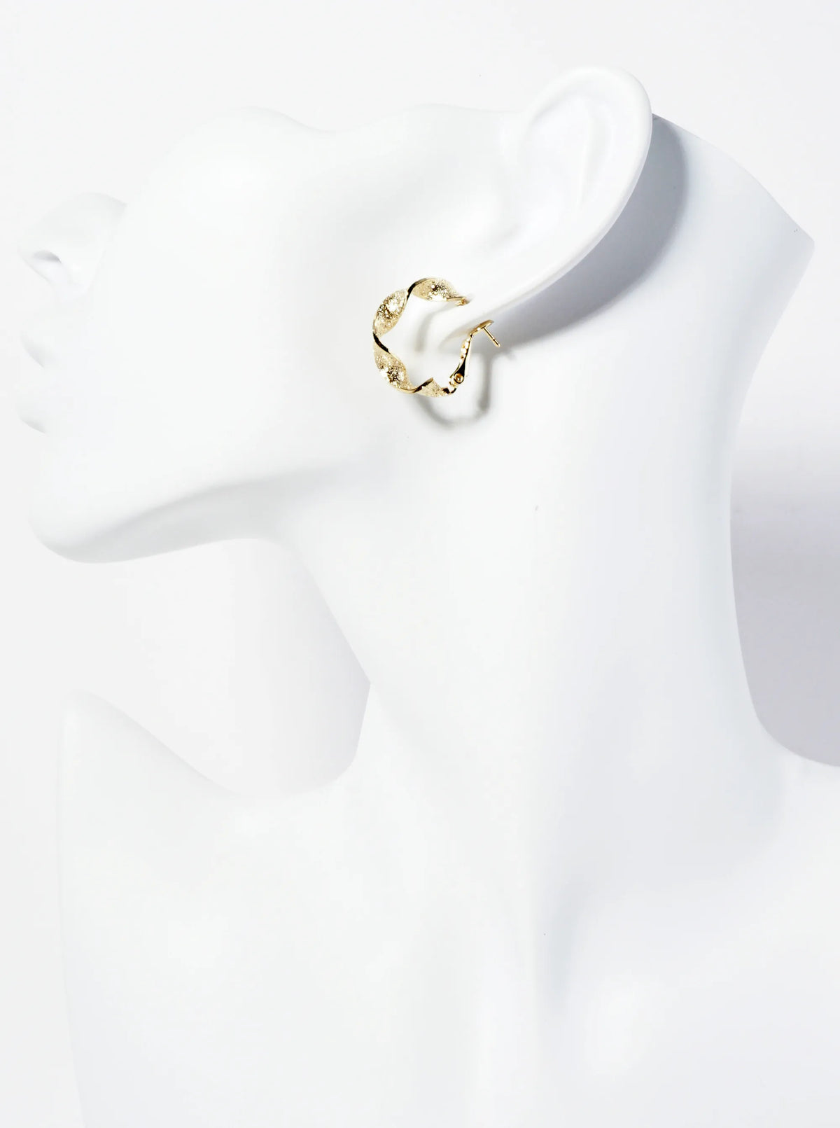 14K-Gold-Dipped 20mm Textured Twist Latch-Back Hoop Earrings