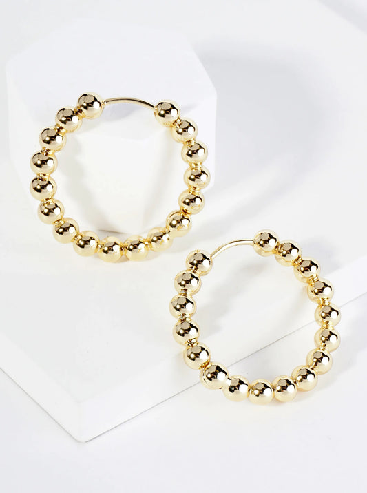 14K Gold Dipped 25mm Brass Ball Hoop Earrings