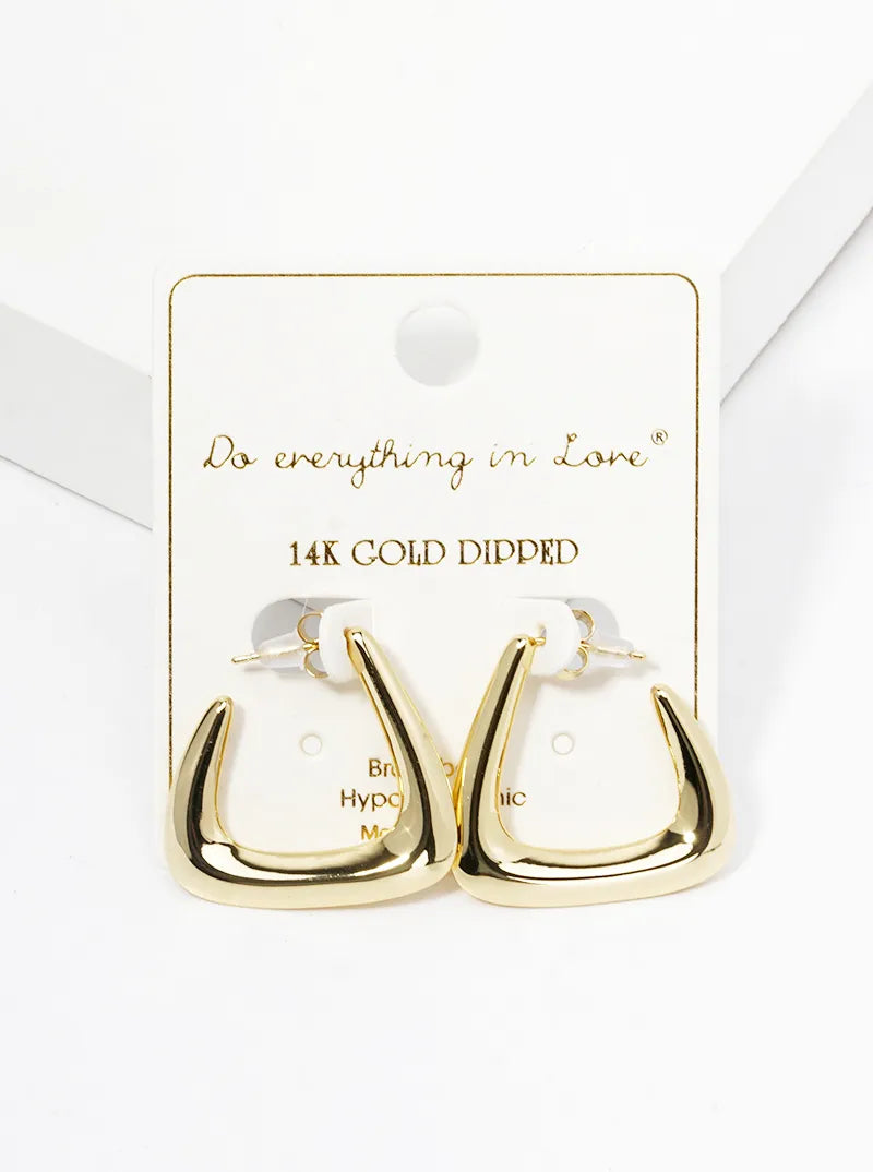 14K Gold Dipped 25mm Tapered Triangle Open Hoop Earrings