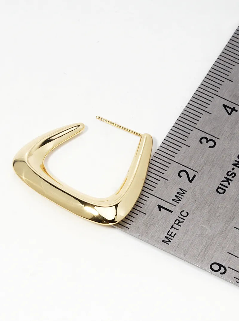 14K Gold Dipped 25mm Tapered Triangle Open Hoop Earrings