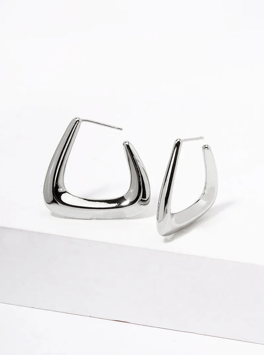 14K Gold Dipped 25mm Tapered Triangle Open Hoop Earrings