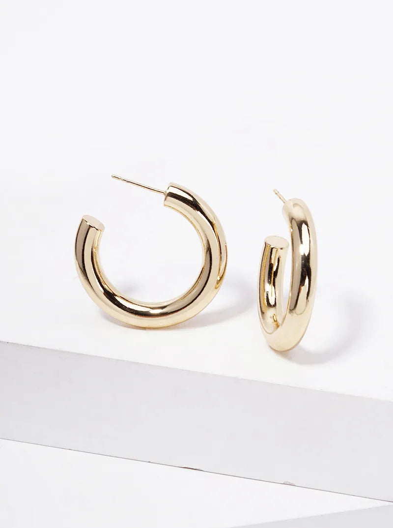 14K Gold Dipped 30mm Brass Bold Open Hoop Earrings