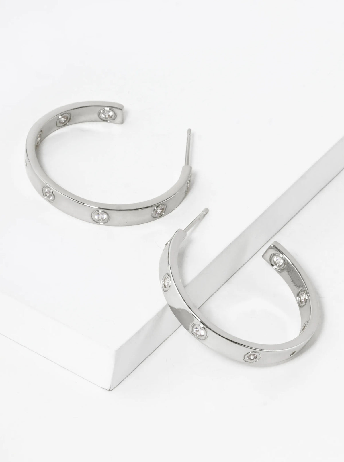 14K Gold Dipped 30mm Cubic Zirconia Open Hoop Earrings