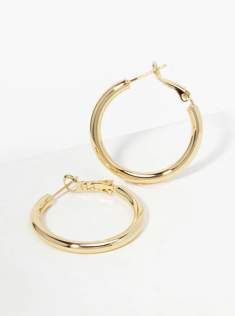 14K Gold Dipped 30mm Omega-Back Hoop Earrings