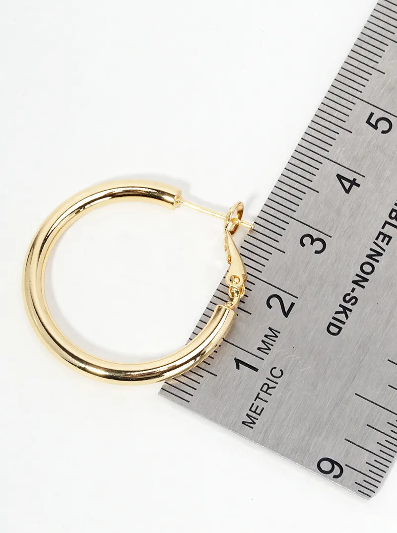 14K Gold Dipped 30mm Omega-Back Hoop Earrings