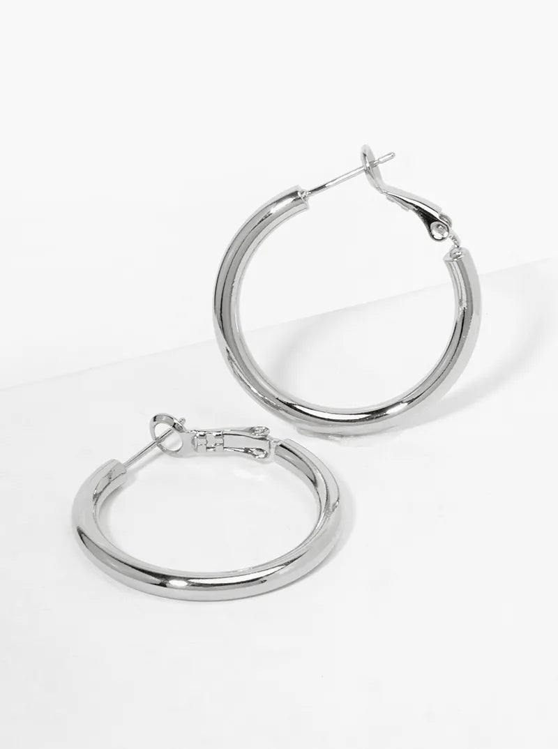 14K Gold Dipped 30mm Omega-Back Hoop Earrings