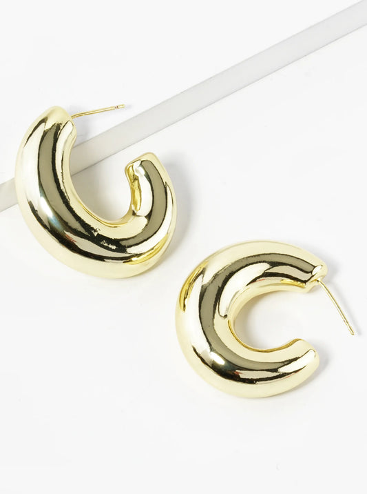 14K Gold Dipped 30mm Oval Shaped Hollow Hoop Earrings