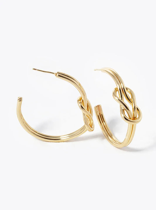 14K Gold Dipped 35mm Knot Open Hoop Earrings