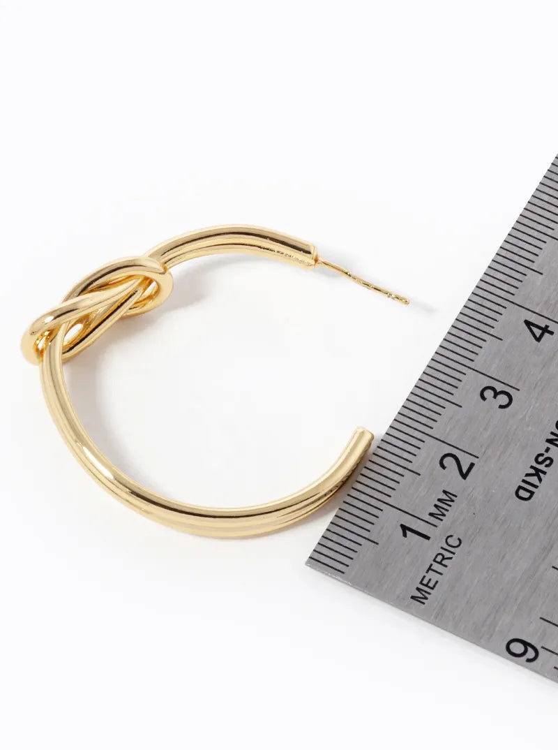 14K Gold Dipped 35mm Knot Open Hoop Earrings