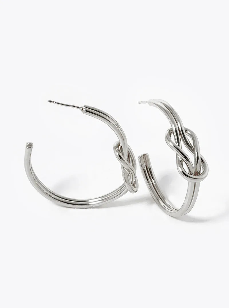 14K Gold Dipped 35mm Knot Open Hoop Earrings