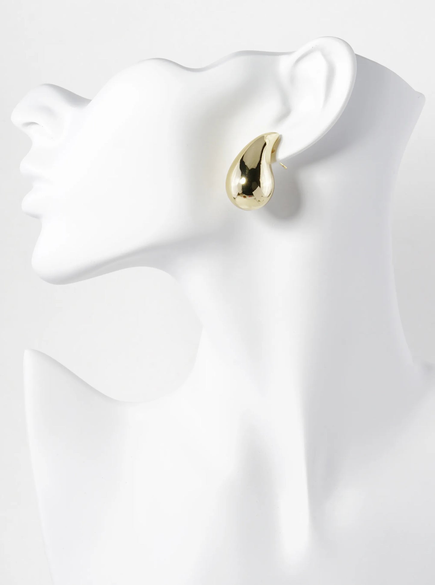 14K Gold Dipped 3D Hollow Puffy Teardrop Stud Earrings