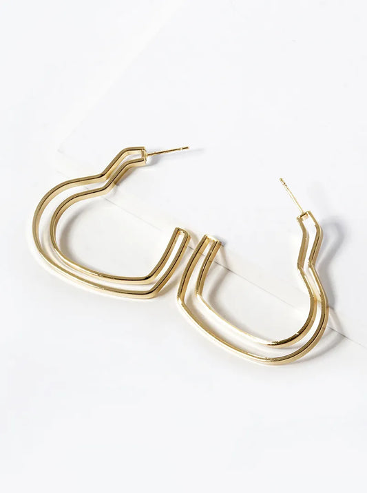 14K Gold Dipped 40mm Heart Shape Open Hoop Earrings