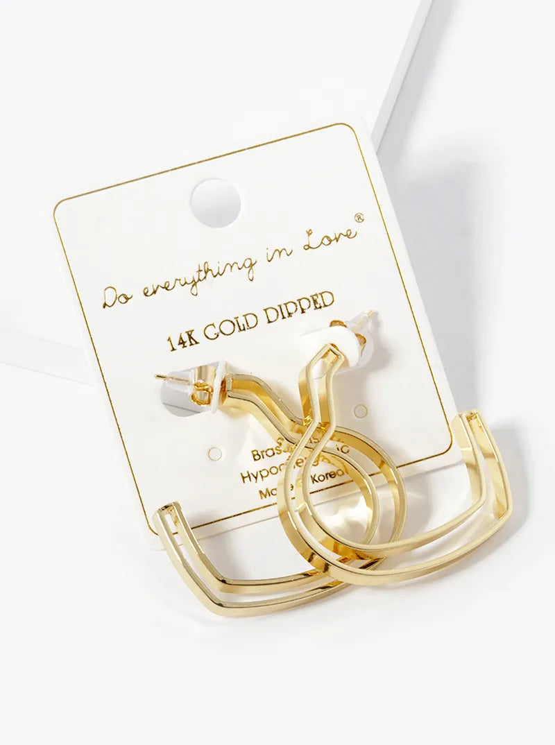 14K Gold Dipped 40mm Heart Shape Open Hoop Earrings