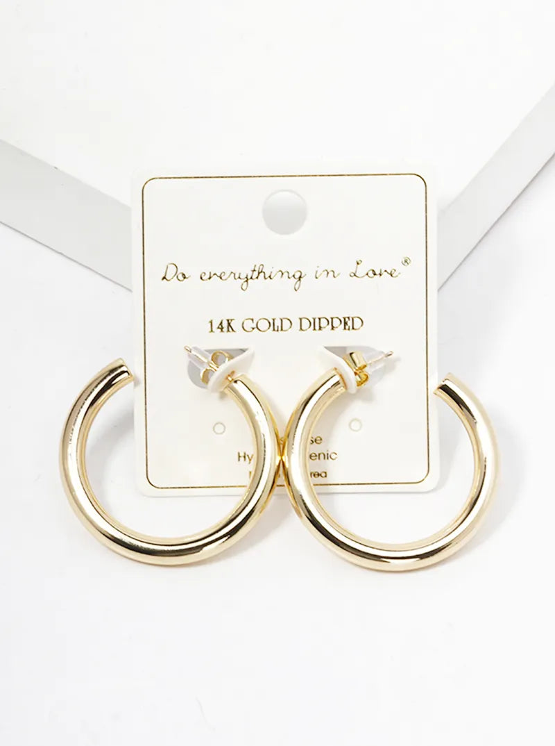 14K Gold Dipped 40mm Hollow Brass Bold Open Hoop Earrings