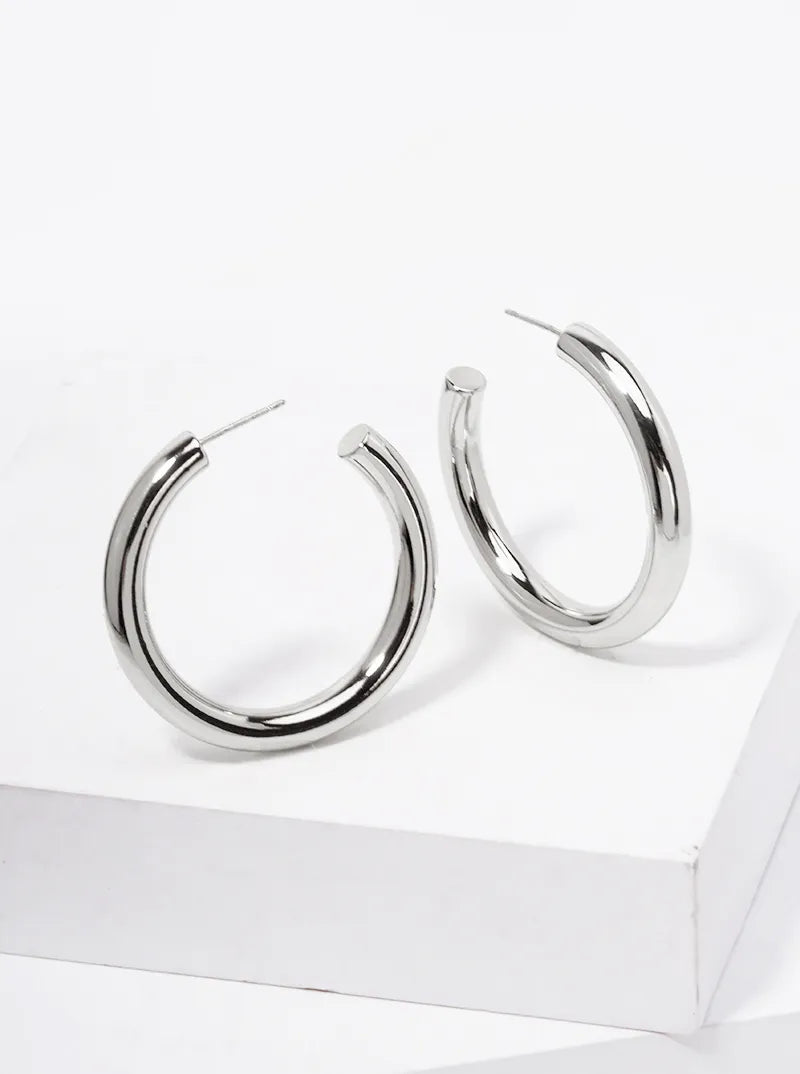 14K Gold Dipped 40mm Hollow Brass Bold Open Hoop Earrings
