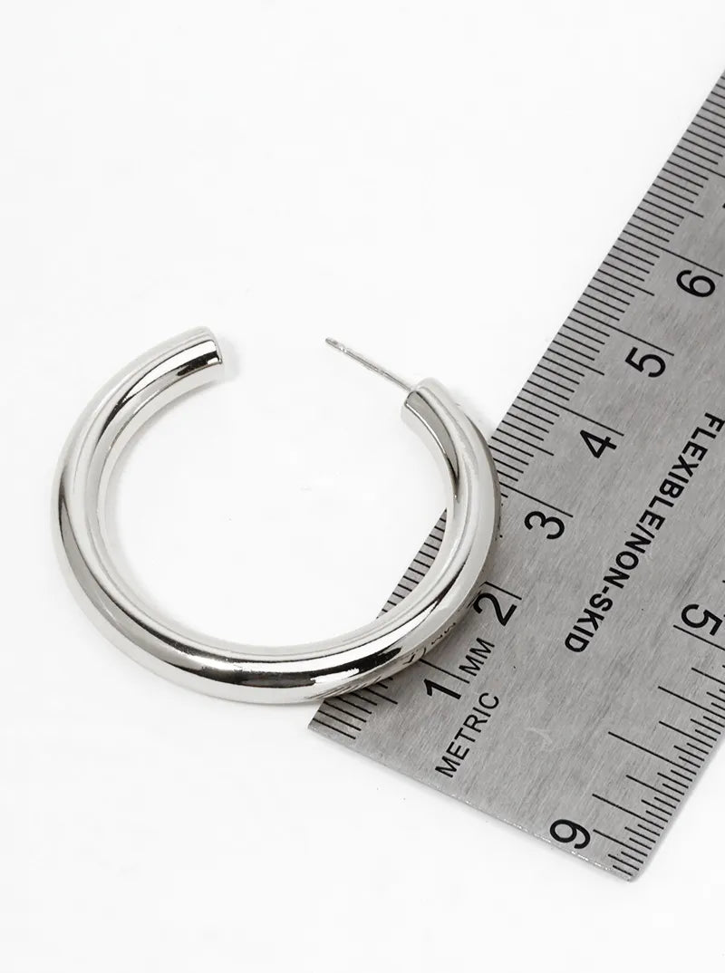 14K Gold Dipped 40mm Hollow Brass Bold Open Hoop Earrings