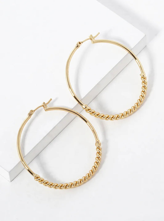 14K Gold Dipped 40mm Latch Back Hoop Earrings
