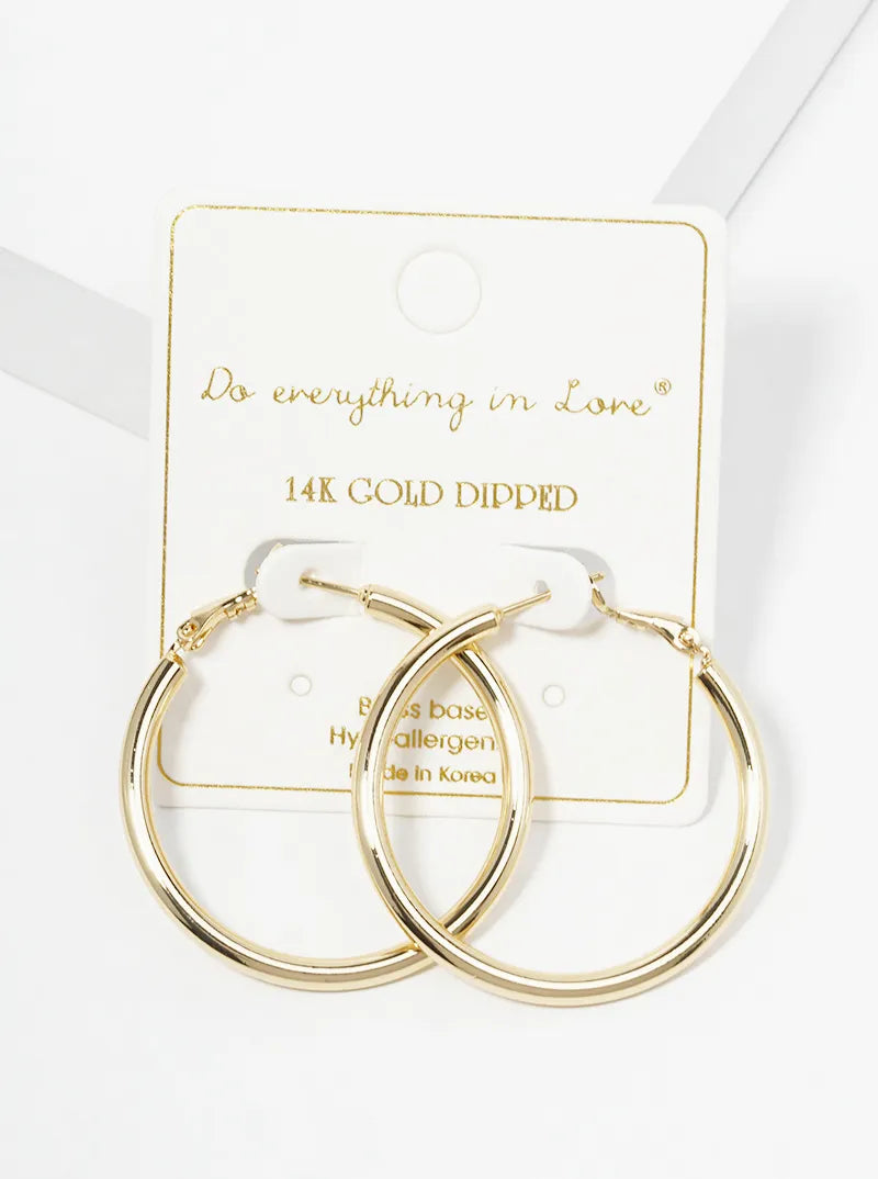 14K Gold Dipped 40mm Omega-Back Hoop Earrings