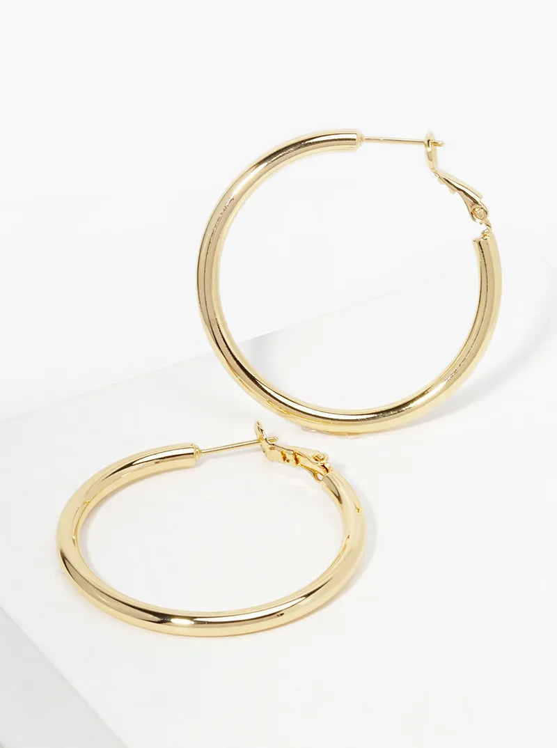 14K Gold Dipped 40mm Omega-Back Hoop Earrings