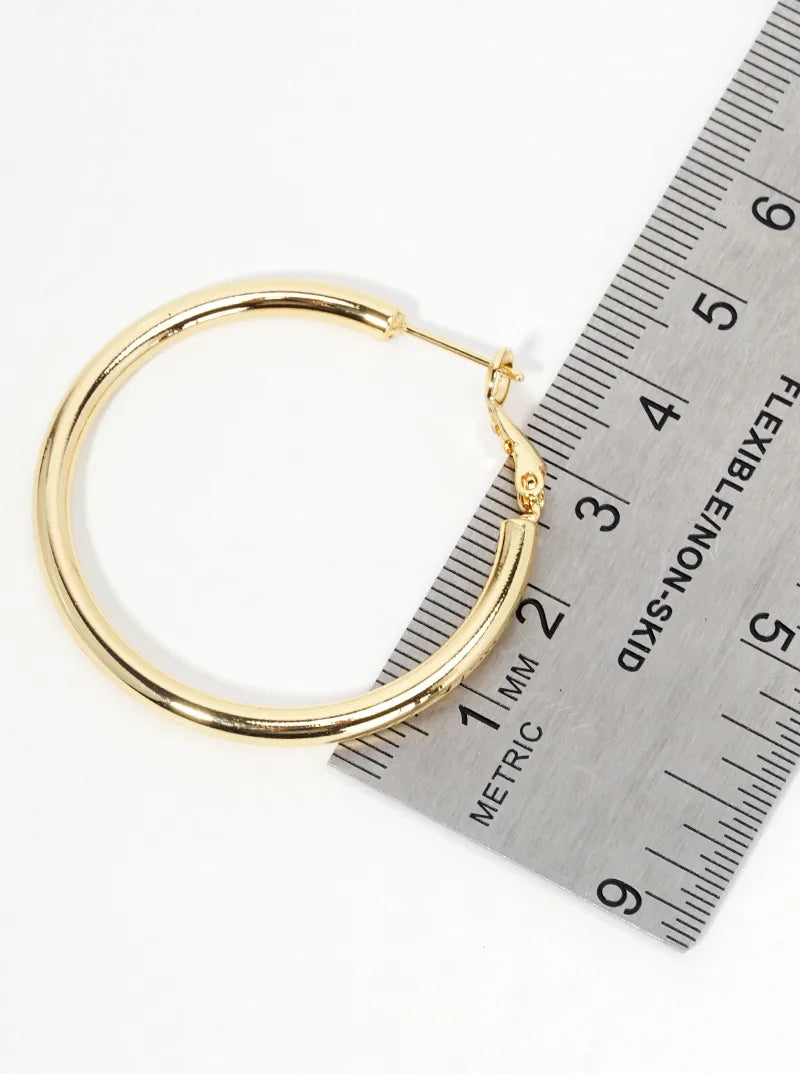 14K Gold Dipped 40mm Omega-Back Hoop Earrings