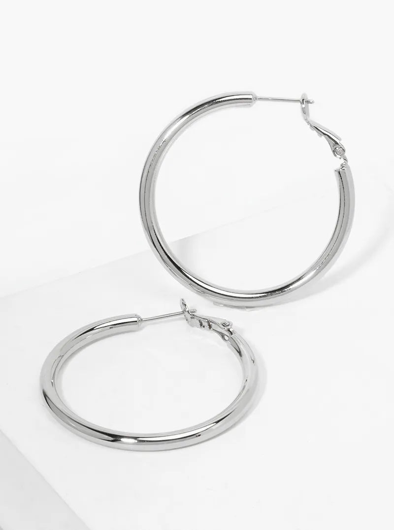 14K Gold Dipped 40mm Omega-Back Hoop Earrings