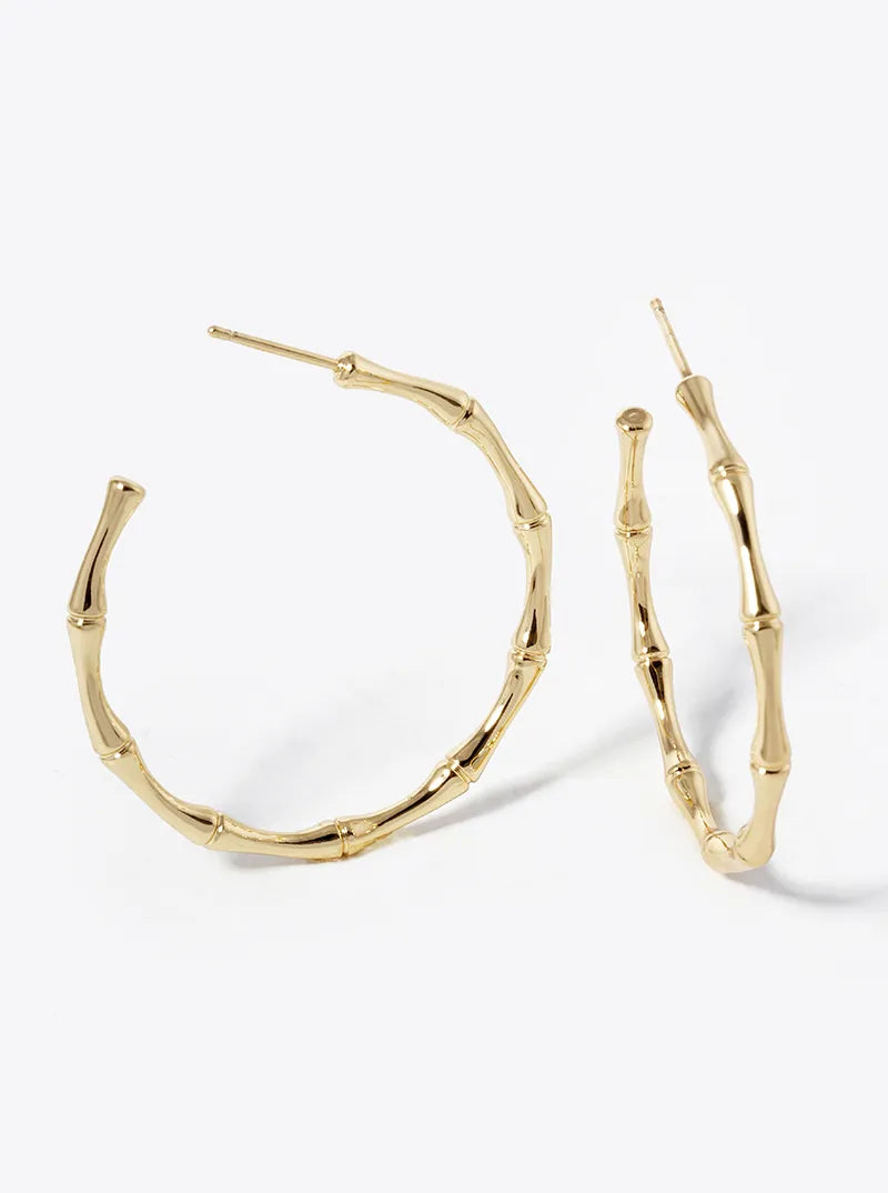 14K Gold Dipped 40mm Twig Open Hoop Earrings