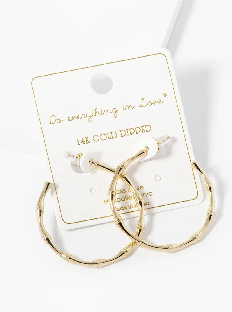14K Gold Dipped 40mm Twig Open Hoop Earrings