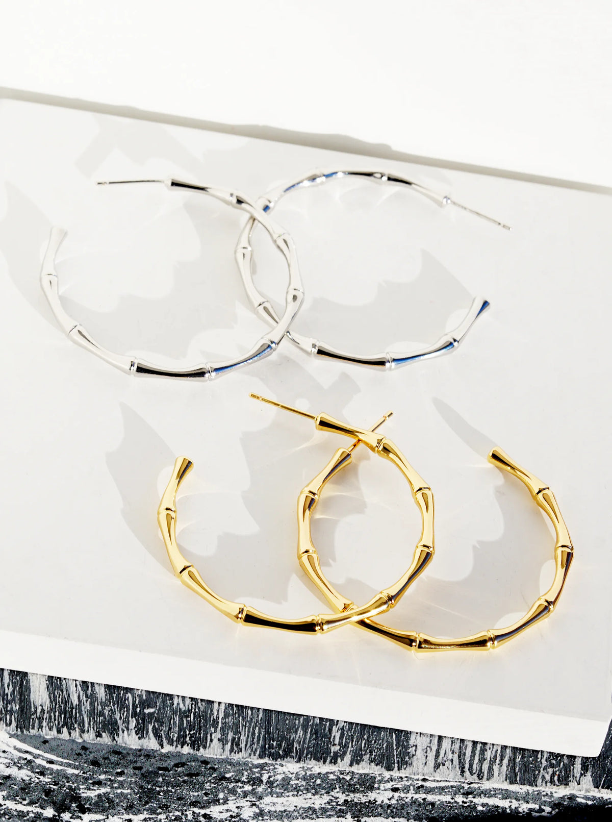 14K Gold Dipped 40mm Twig Open Hoop Earrings