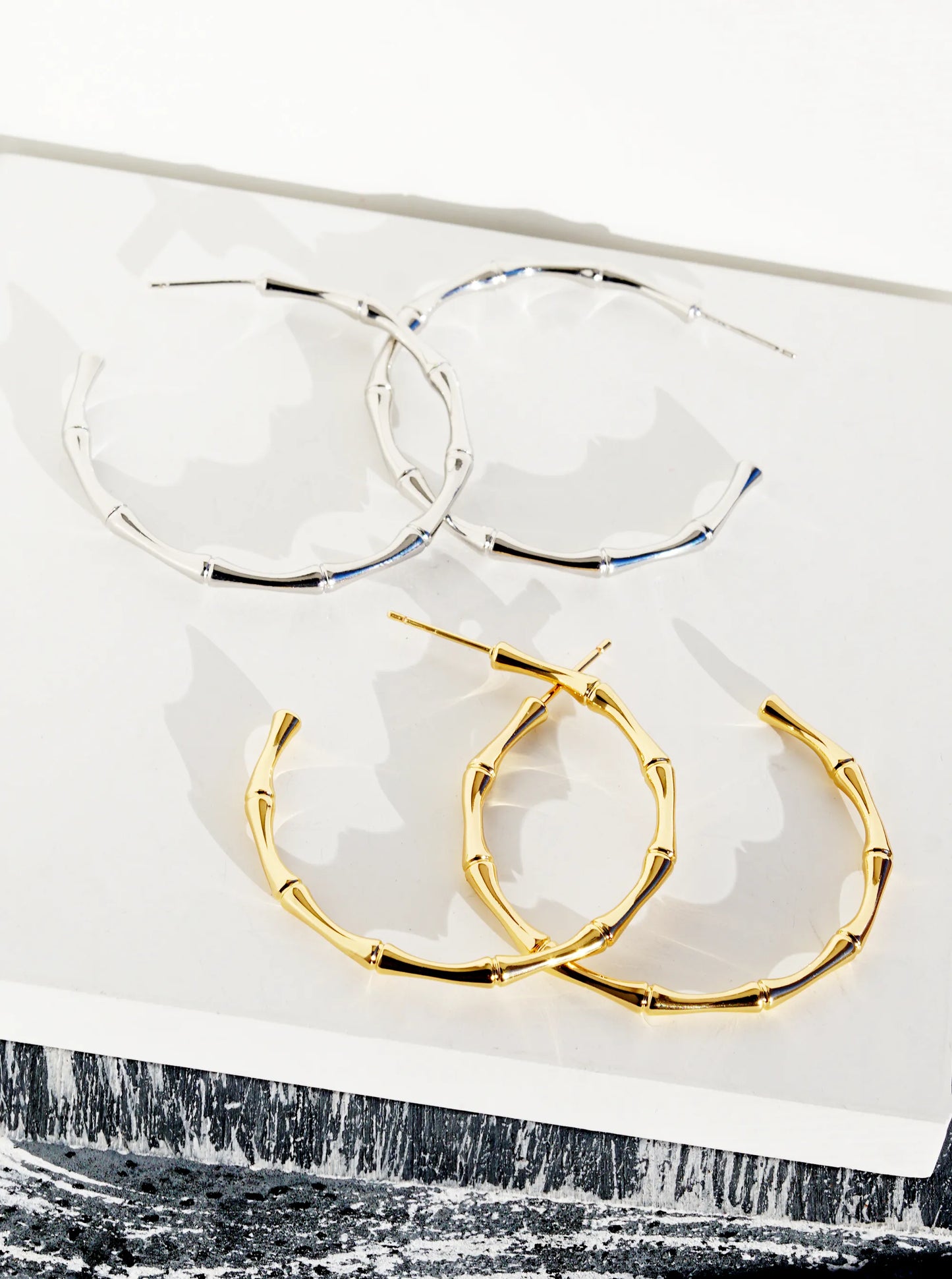 14K Gold Dipped 40mm Twig Open Hoop Earrings