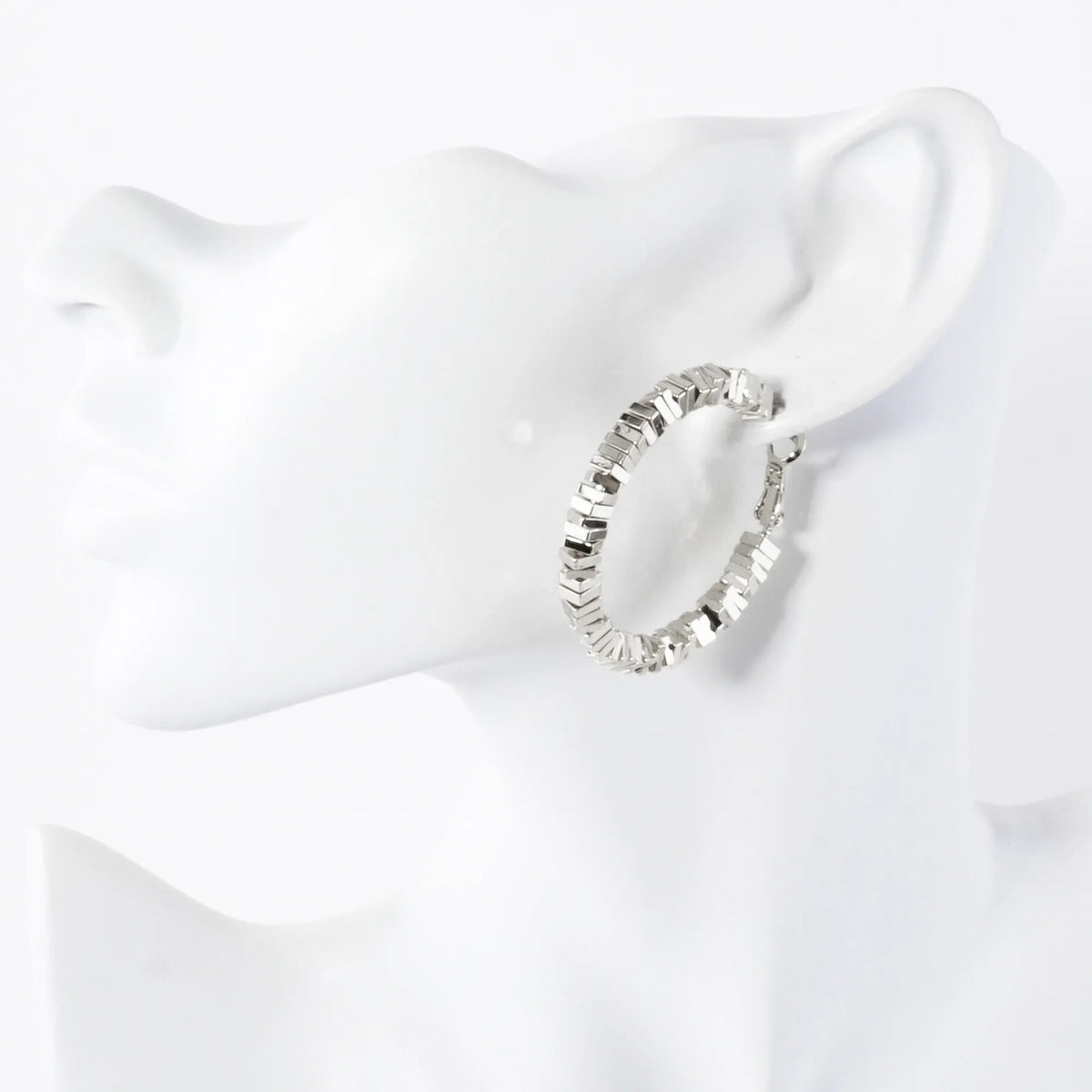 14K-Gold-Dipped 4mm Brass Square Beaded 40mm Omega-Back Hoop Earrings