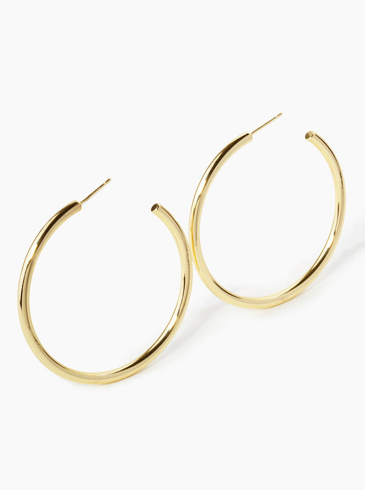 14K Gold Dipped 50mm Brass Open Hoop Earrings