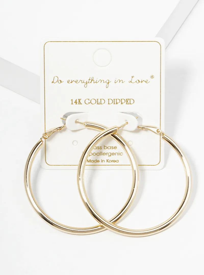 14K Gold Dipped 50mm Hinged Hoop Earrings