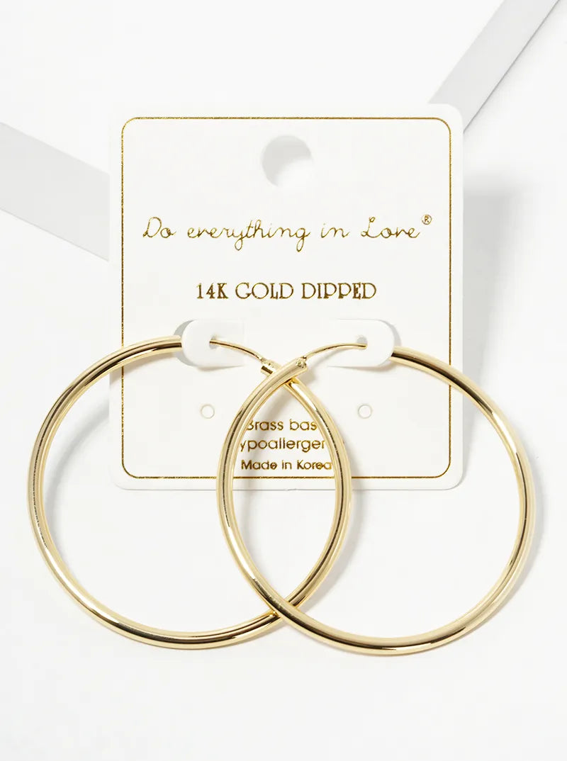 14K Gold Dipped 50mm Hinged Hoop Earrings