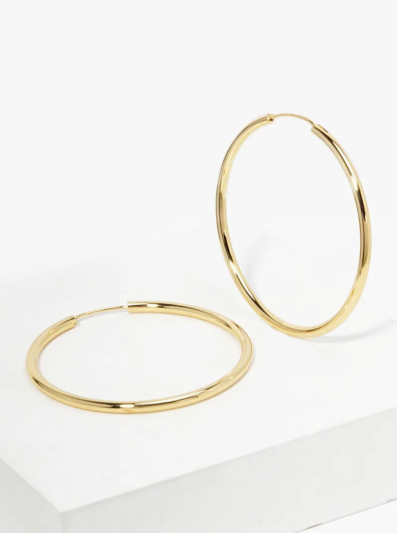 14K Gold Dipped 50mm Hinged Hoop Earrings