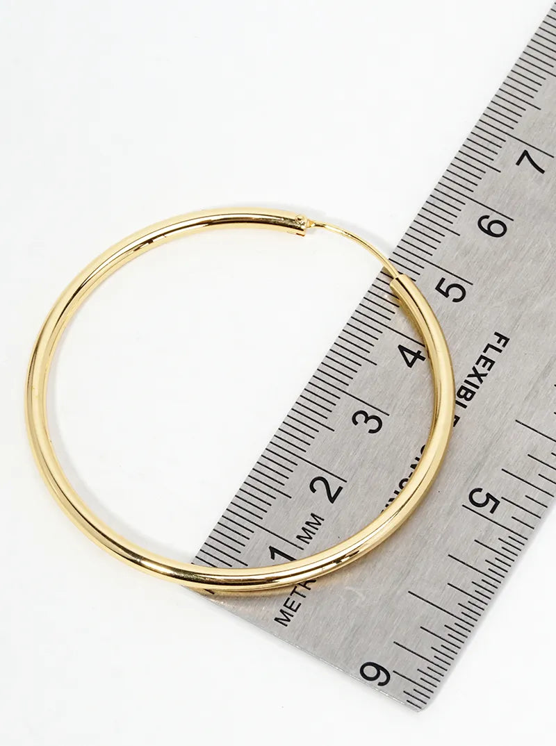 14K Gold Dipped 50mm Hinged Hoop Earrings