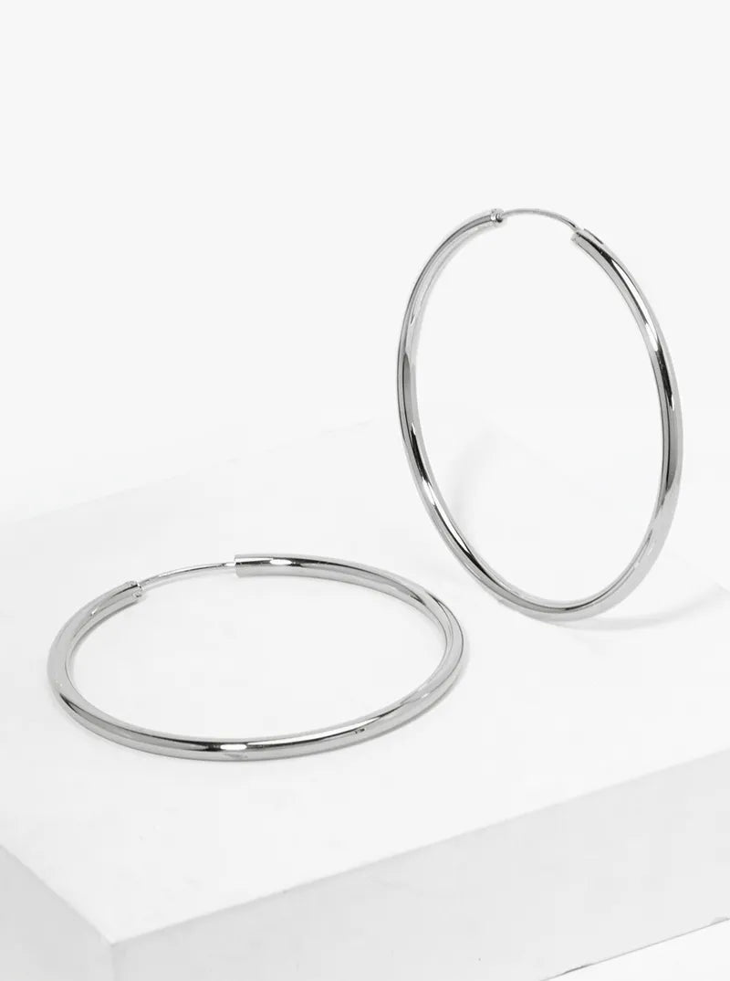 14K Gold Dipped 50mm Hinged Hoop Earrings