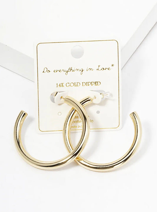 14K Gold Dipped 50mm Hollow Brass Bold Open Hoop Earrings