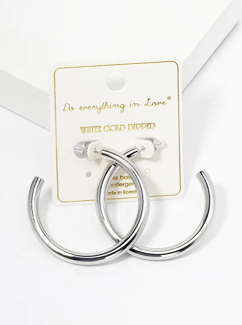 14K Gold Dipped 50mm Hollow Brass Bold Open Hoop Earrings