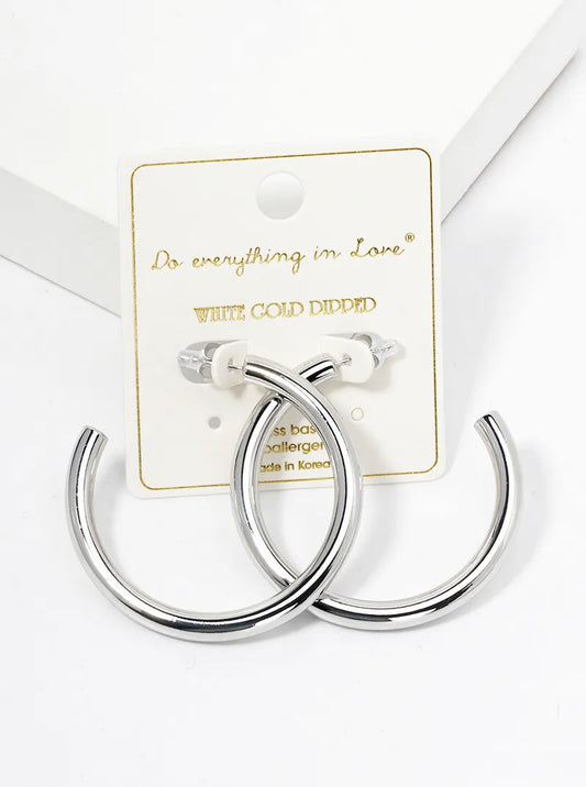 14K Gold Dipped 50mm Hollow Brass Bold Open Hoop Earrings
