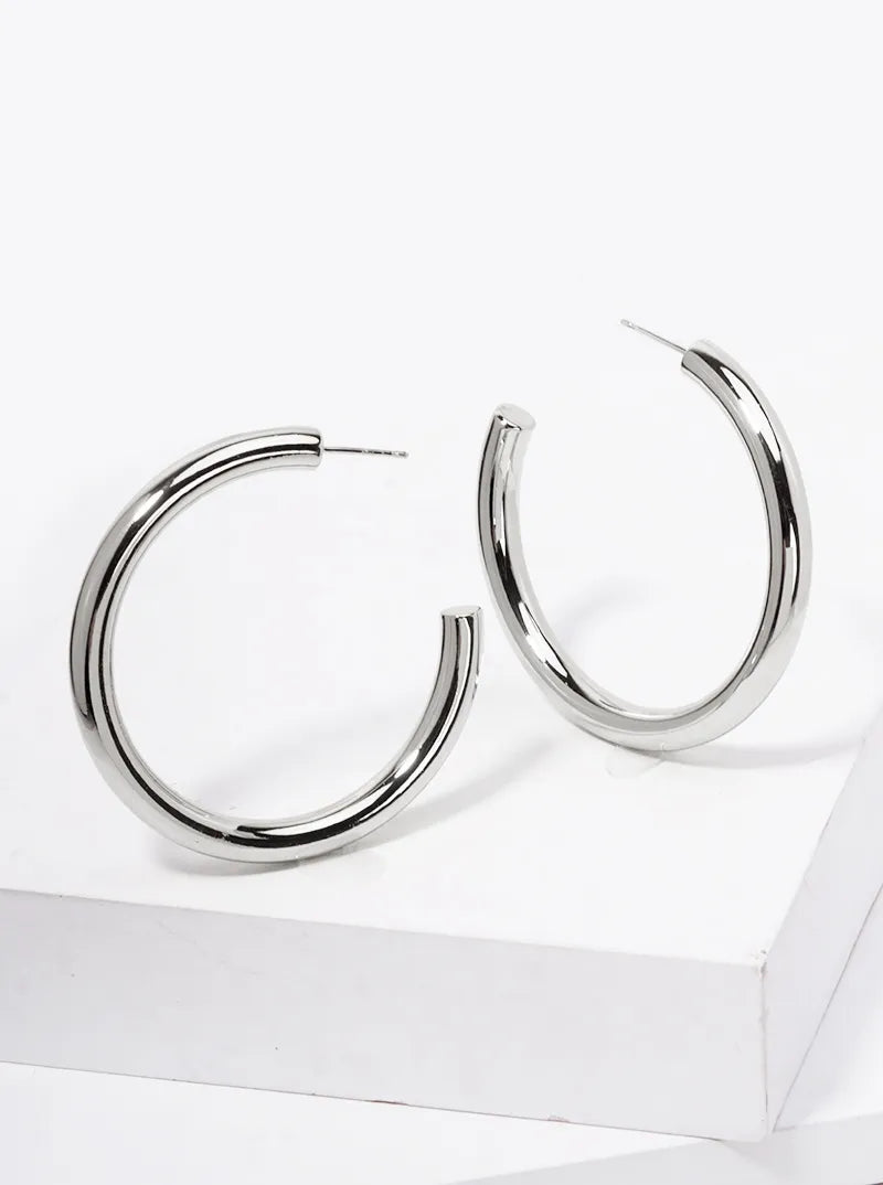 14K Gold Dipped 50mm Hollow Brass Bold Open Hoop Earrings