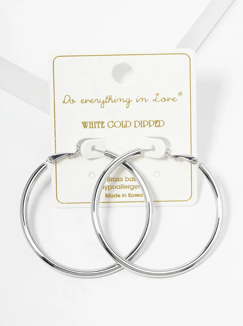 14K Gold Dipped 50mm Omega-Back Hoop Earrings