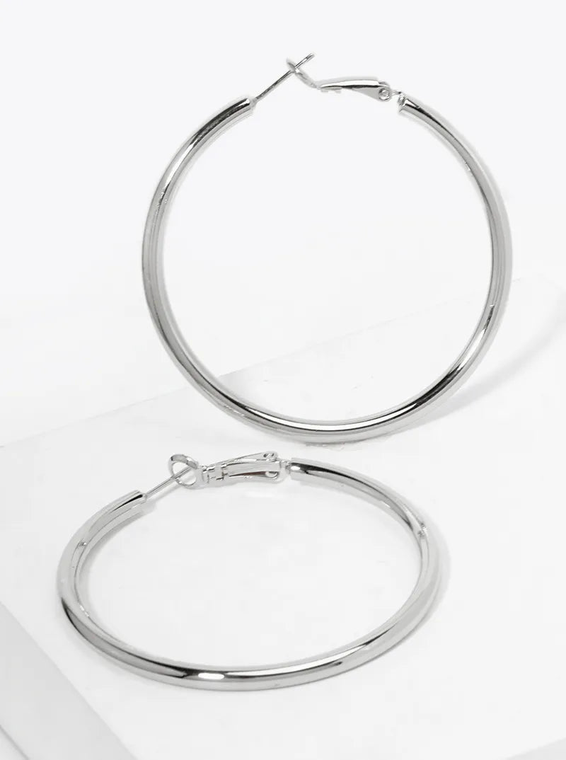 14K Gold Dipped 50mm Omega-Back Hoop Earrings