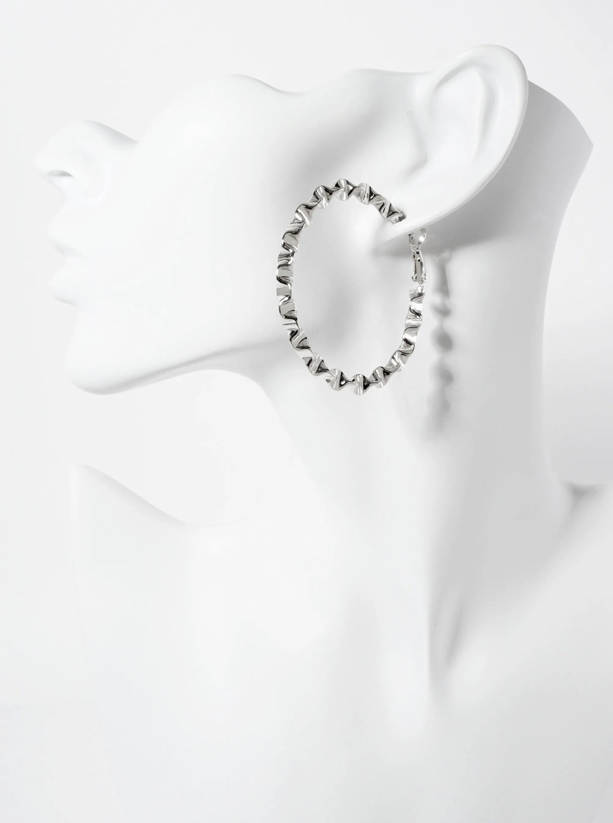 14K-Gold-Dipped 50mm Ruched Brass Latch-Back Hoop Earrings