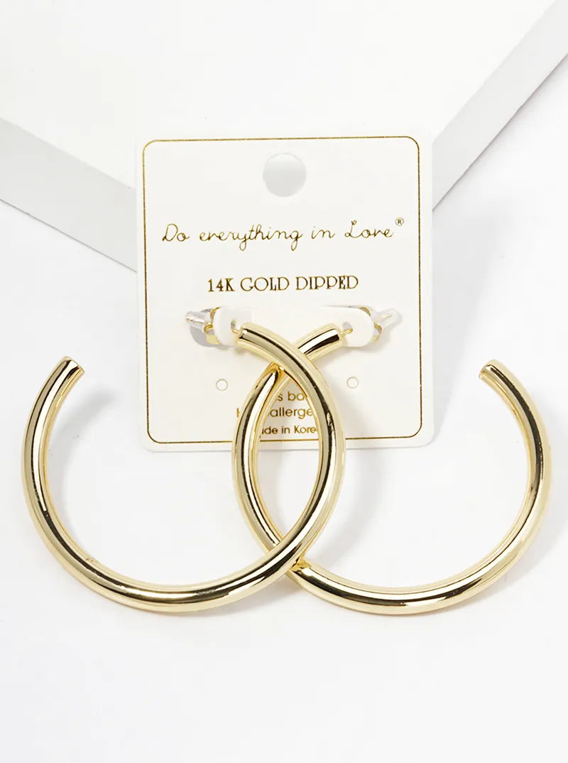 14K Gold Dipped 55mm Hollow Brass Bold Open Hoop Earrings