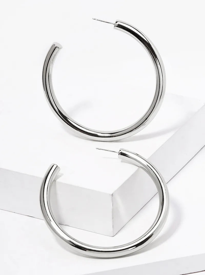 14K Gold Dipped 55mm Hollow Brass Bold Open Hoop Earrings