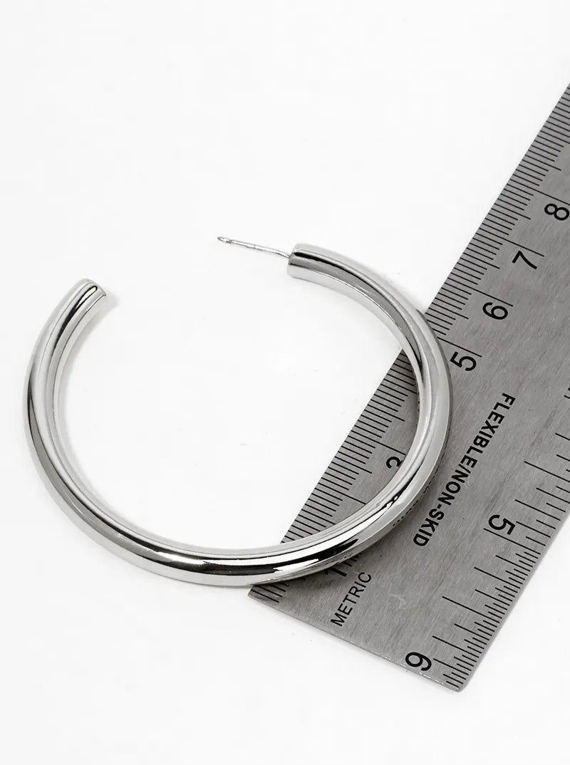14K Gold Dipped 55mm Hollow Brass Bold Open Hoop Earrings